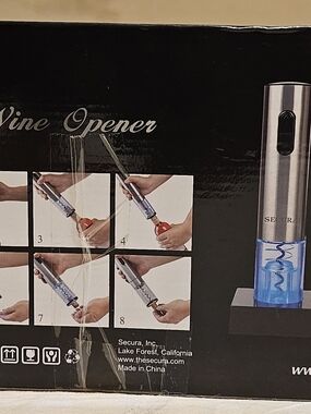 Stainless Steel Electric Wine Opener with Blue Accents